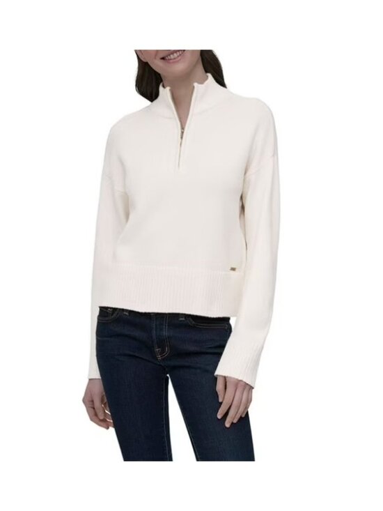 Dkny Sweaters - DKNY Women's Quarter-Zip Sweater-Cream-Size XL-NWT